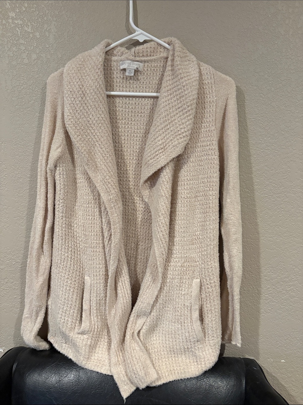 Barefoot Dreams Cream Open Shawl-Collar Cardigan